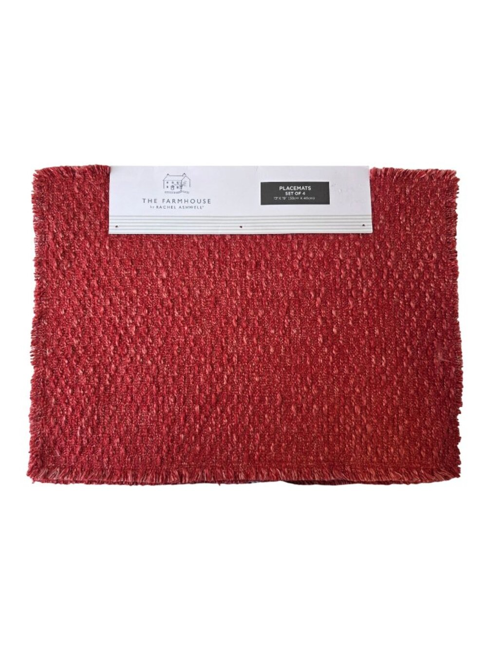 Rachel Ashwell Farmhouse Placemats Red Set of 4 NWT 13x19 Table Mats Shabby Chic